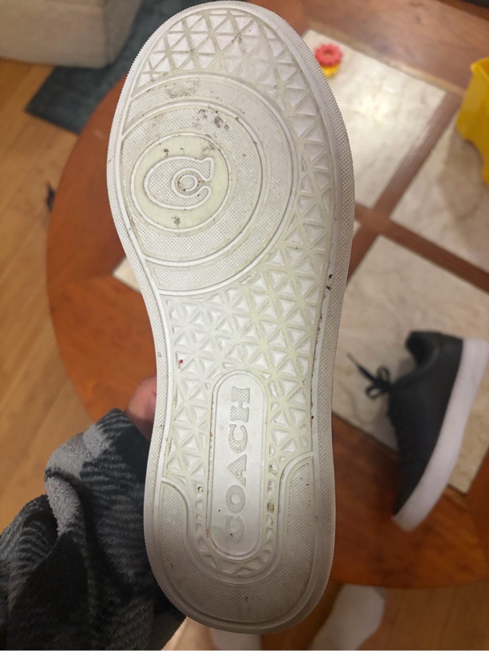 Coach Black Leather Low-Top Sneakers with Gold Logo - Picture 4 of 7